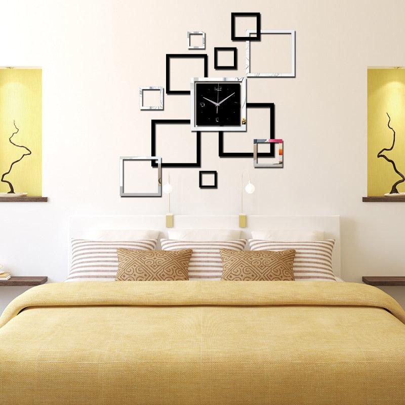 3D Acrylic Mirror Wall Clock Modern Home Decor