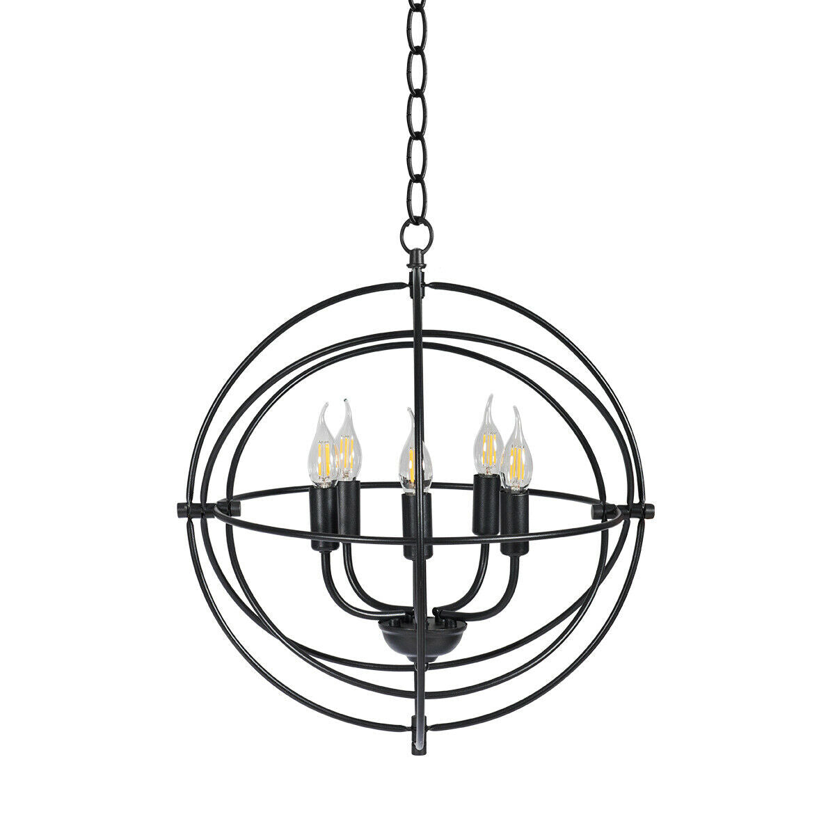 20-Inch 5-Light Metal Chandelier With Pivoting Rings
