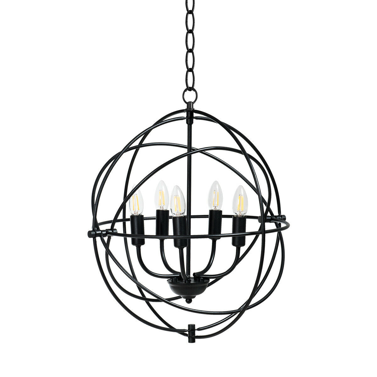 20-Inch 5-Light Metal Chandelier With Pivoting Rings